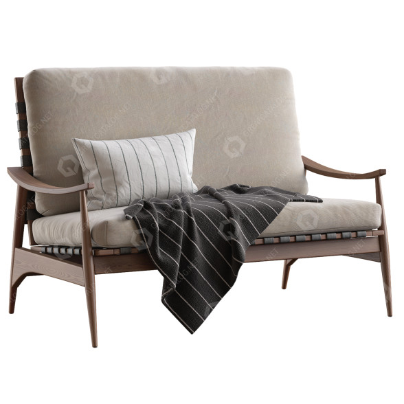 Sofa West Elm Mid Century Show Wood 3D-Modell