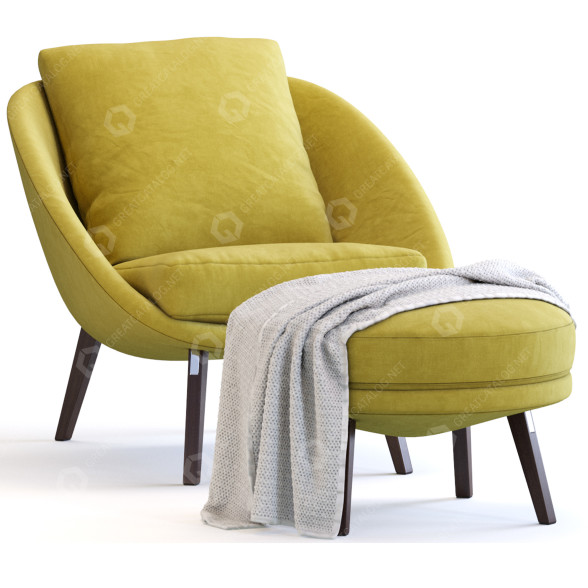 Fotel i pufa Minotti Lido model 3D