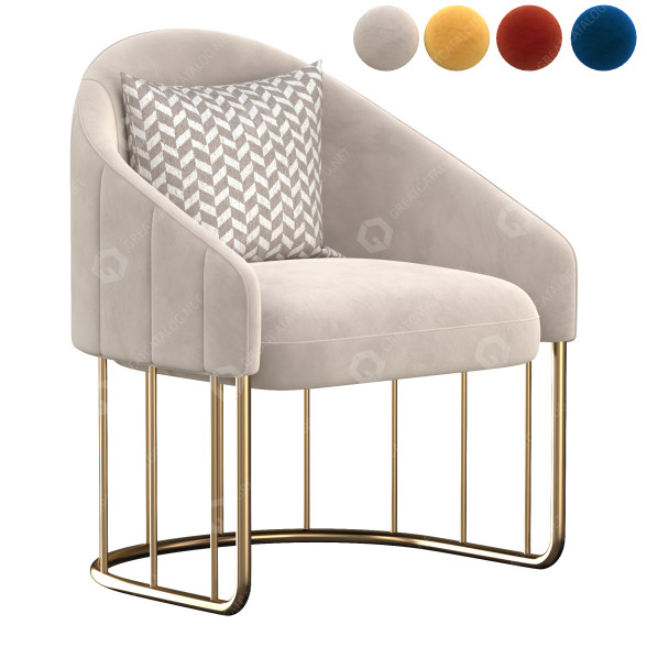 Кресло Modern Accent Velvet Upholstered Gold Base 3D модель