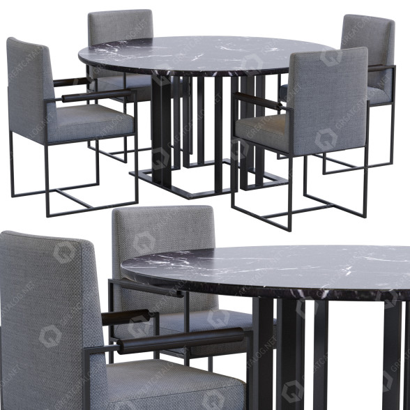 Mesa y sillas Meridiani Charlie Modelo 3D