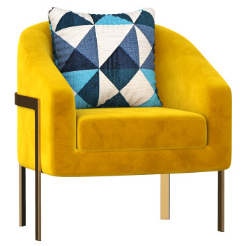 Крісло  Homary Modern Accent Cotton & Linen Upholstered Metal in Gold 3D модель