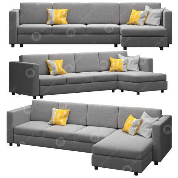 Sofa IKEA Finnala 4-Seat Gray 3D model