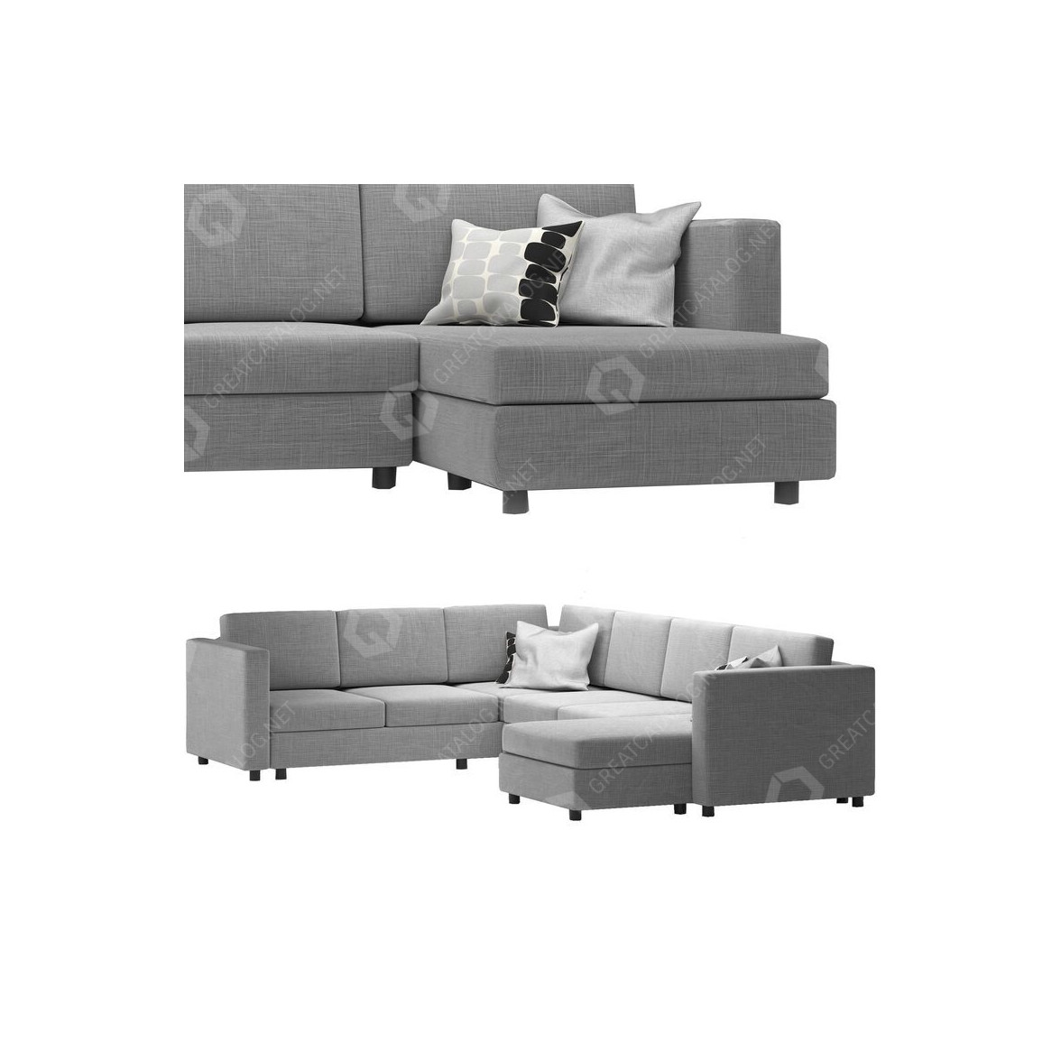 Sofa IKEA Finnala 5Seat Gray 3D model GreatCatalog 20423