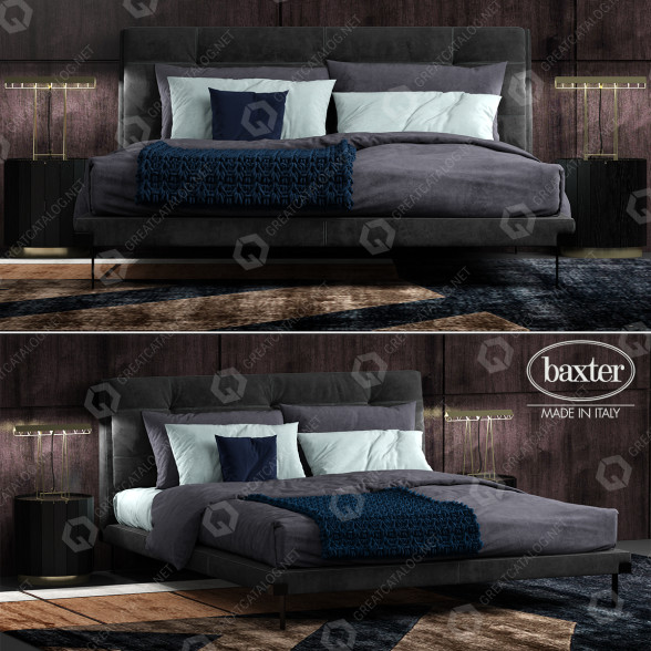 Bett und Nachttischchen Baxter Viktor 3D-Modell