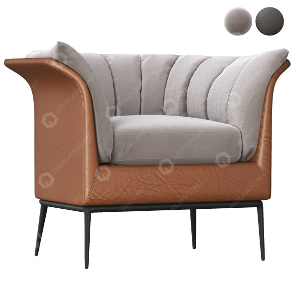 Кресло 1stDibs Amura Buttercup in Warm Brown by Luca Scacchetti 3D модель