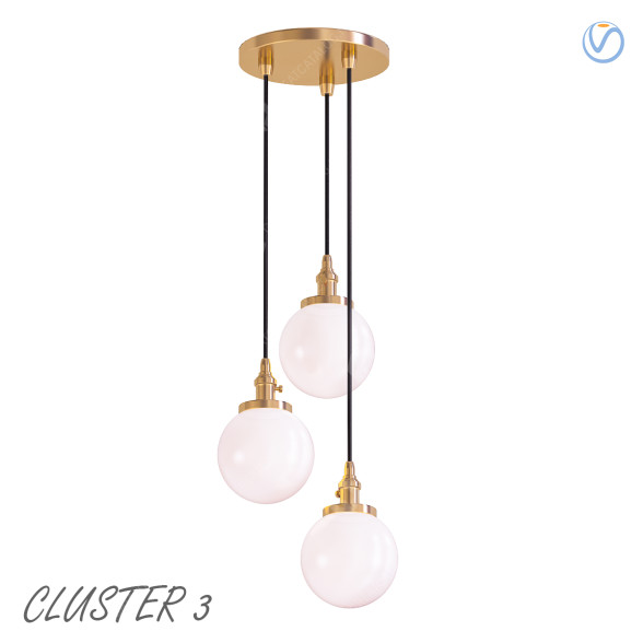 Lampe suspendue KosiLight Cluster 3 Vintage Industrial modèle 3D