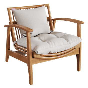 Крісло CB2 Noelie Rattan Lounge with Cushion 3D модель