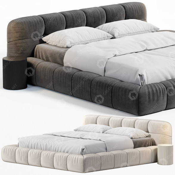 Кровать и тумбочки B&B Italia Tufty 3D модель