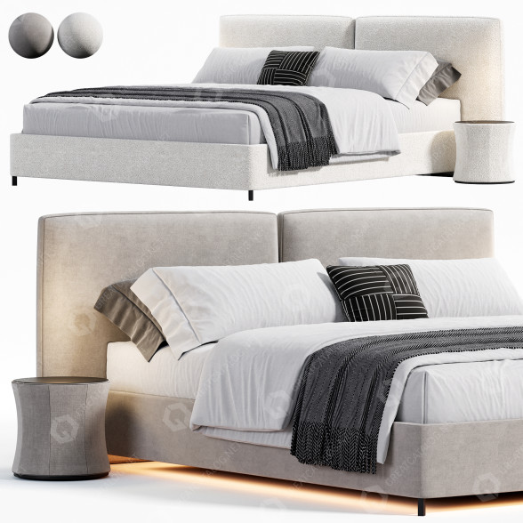 Ліжко та тумбочки Minotti Tatlin Cover 3D модель