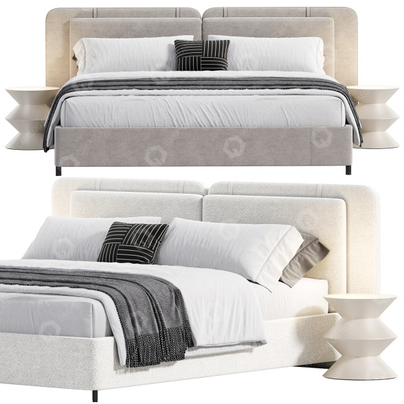 Łóżka i stoliki nocne Minotti Tatlin Soft model 3D