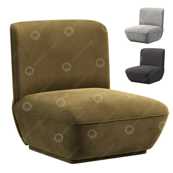 Fauteuil Low Slung Camel Boucle Lounge modèle 3D