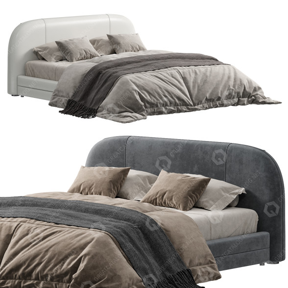 Lit Homary Modern King Upholstered Platform Low Profile Cloud modèle 3D