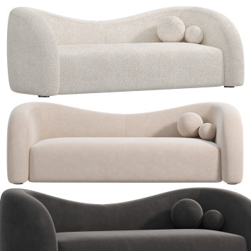 Sofa Homary Boucle Upholstered Curved 2 Seater Model 3D
