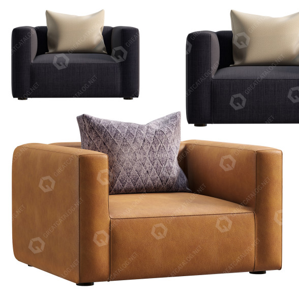 Fauteuil West Elm Thierry modèle 3D