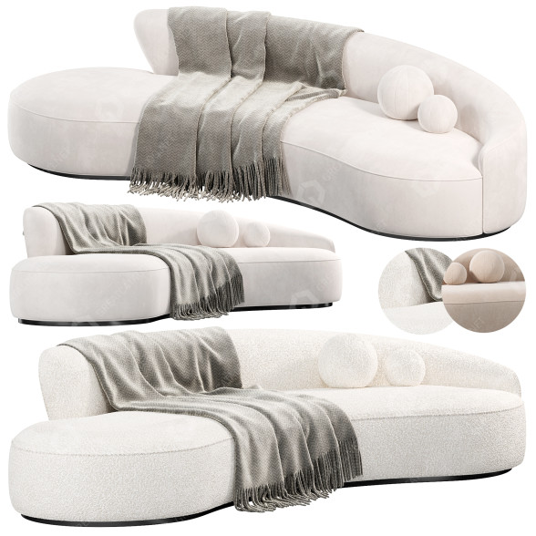 Sofa Marseille 2 Curved ni Mohair model 3D