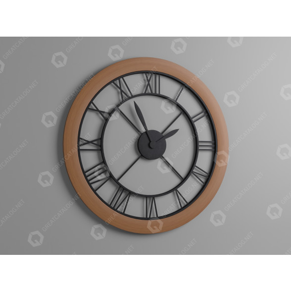 Годинник Wall with Roman Numerals by Black Metal and Wood 3D модель
