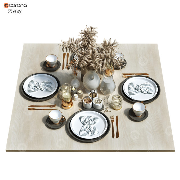 Сервированный стол Dining Table Set 151 3D модель