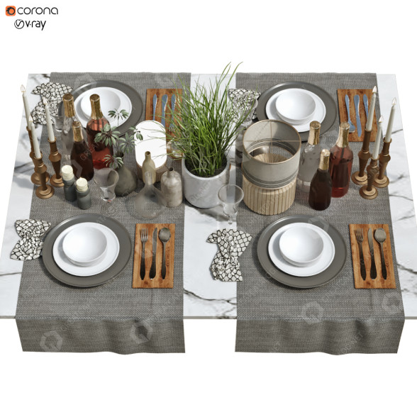 Сервірований стіл Dining Table Set 150 3D модель