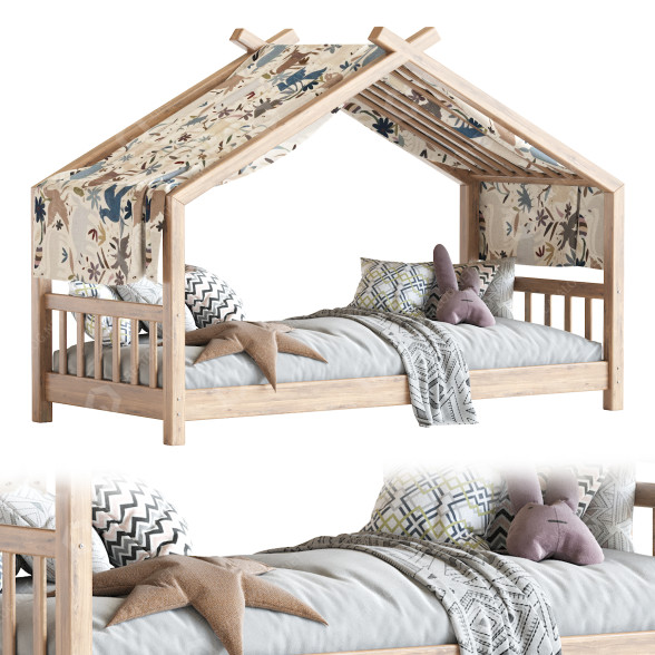 Ліжко Children Wood House 3D модель