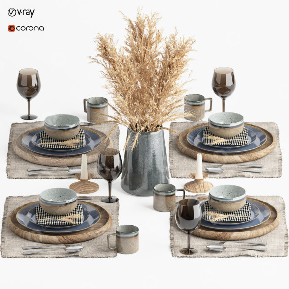 Mesa Servida Set 12 Modelo 3D