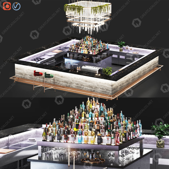 Бар Cocktail Island Cafe, Restaurant 3D модель