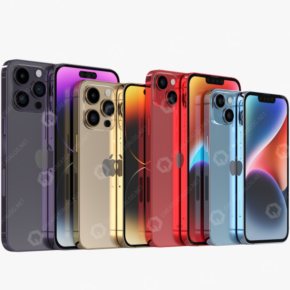Téléphones Apple iPhone 14 Collection modèle 3D