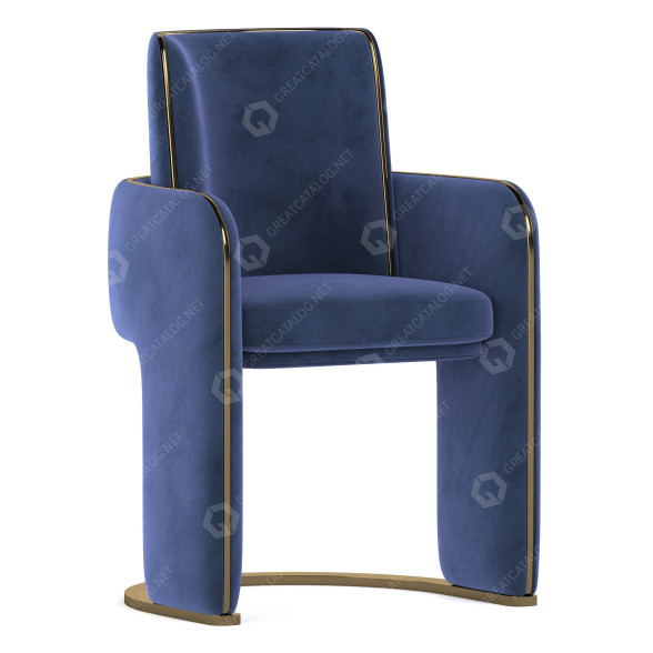 Fauteuil Blue with Gold modèle 3D