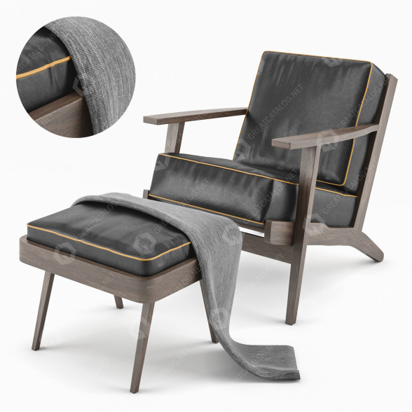 Крісло та пуф Lounge Set 3D модель