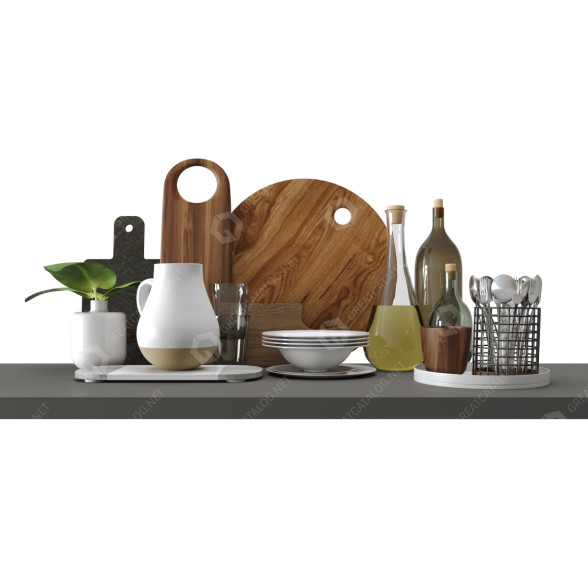 Декор Set of Ceramic Dishes 3D модель