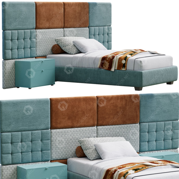 Ліжко та тумбочки Twils Boiserie Marlene 3D модель