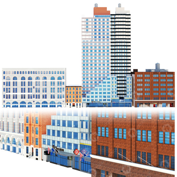 Фасад будівлі City Point Brooklyn New York 3D модель