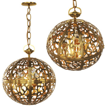 1stDibs Large Pierced Filigree Brass Japanese Asian Light Modèle 3D