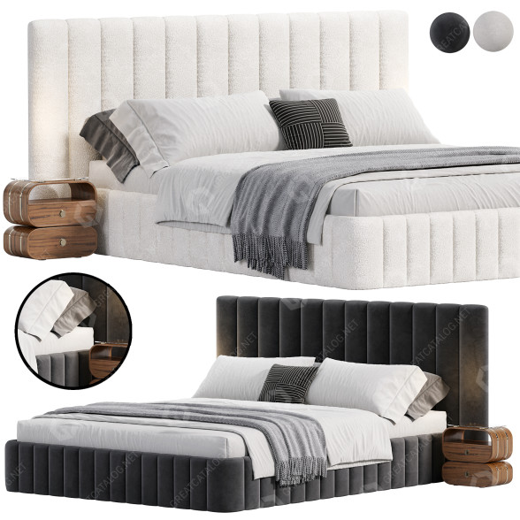 Bed and Bedside Tables CB2 Forte White 3D model