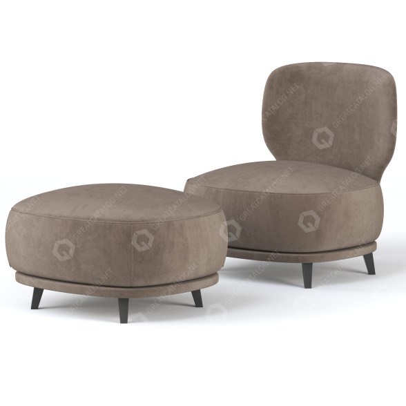 Sillón y otomana La Redoute Odaline Modelo 3D