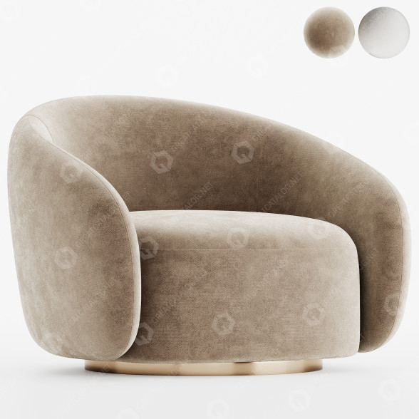 Armchair Eichholtz Swivel Brice Boucle Cream 3D model