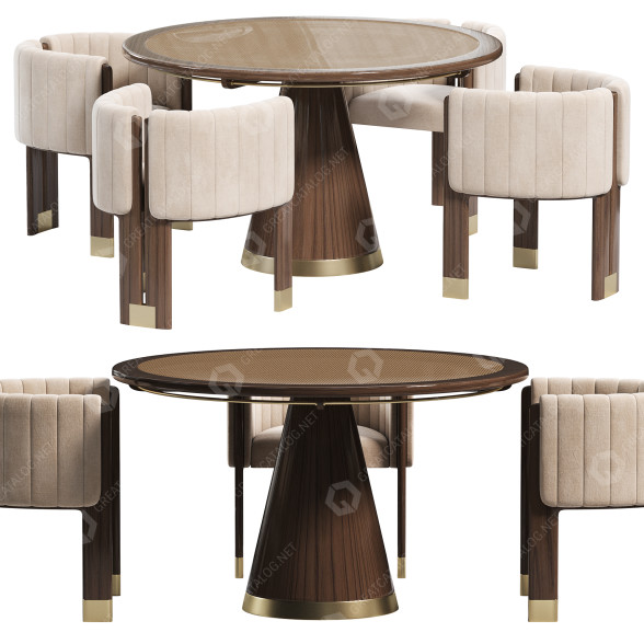 Mesa y sillas Crawford Modelo 3D