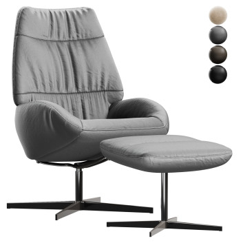 Крісло та пуф  Inhouse Draaifauteuil Leanti 3D модель