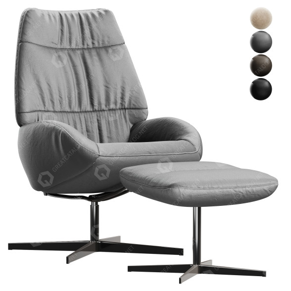 Крісло та пуф Inhouse Draaifauteuil Leanti 3D модель