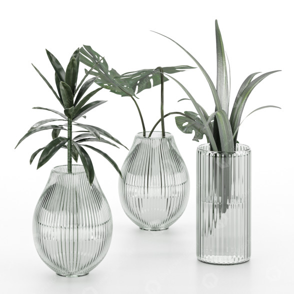 Blumensträuße Pflanzen in Vasen set 5 3D-Modell