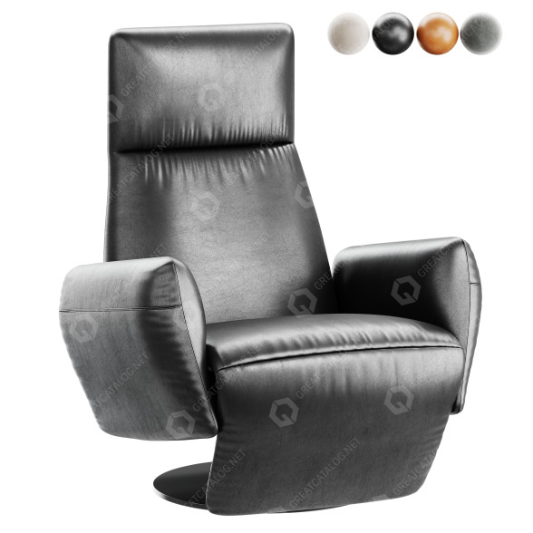 Fauteuil Poltrona Frau Colored Leather Swivel Manual Recliner modèle 3D