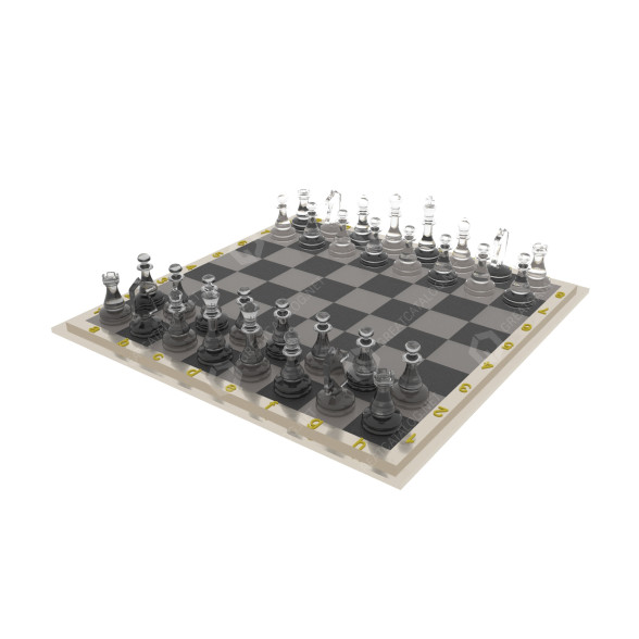 Brettspiel Chess with Glass Pieces 3D-Modell
