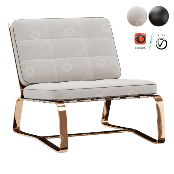 Sessel Minotti Delaunay Quilt 3D-Modell