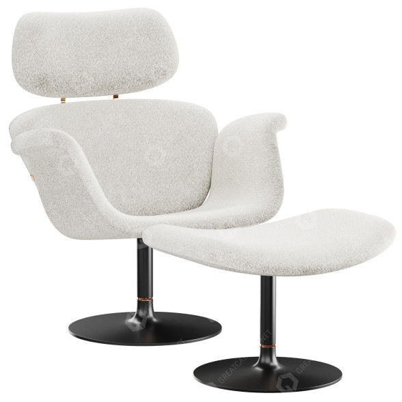 Fotel i pufa Artifort Tulip model 3D