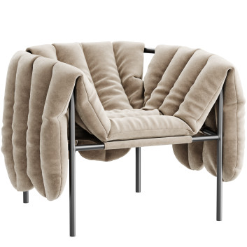 Крісло Hem Puffy Lounge Natural Black Grey Steel