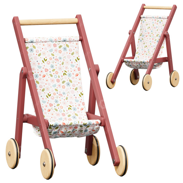 Spielzeug Little Dutch Wooden Doll Buggy Flowers and Butterflies 3D-Modell