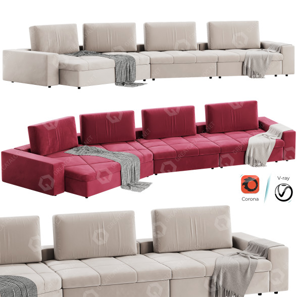 Canapé Curved Fabric Lounge modèle 3D