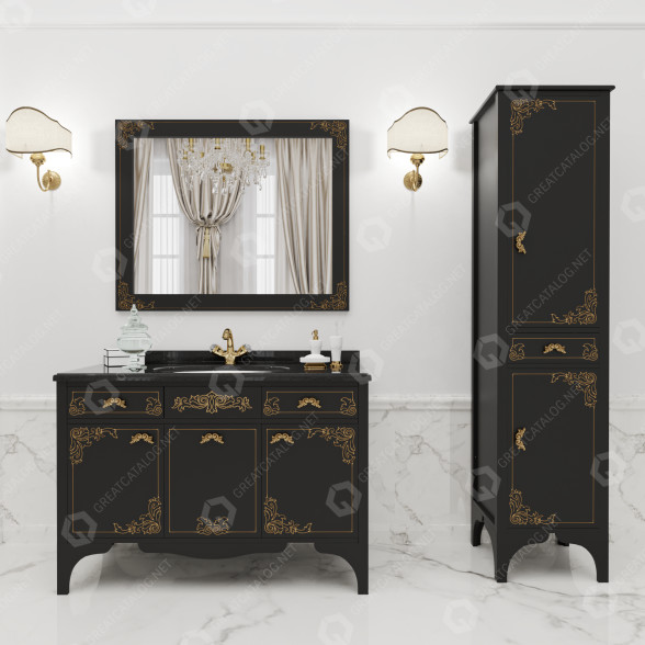 Baño Fenice Italia Set Alice Laccato Nero Oro Modelo 3D