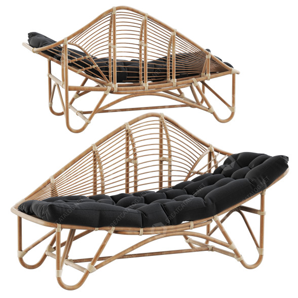 Шезлонг Anthropologie Positano Rattan Indoor Outdoor 3D модель