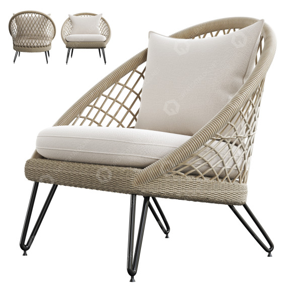 Armchair Pineapple Resin Wicker 3D model