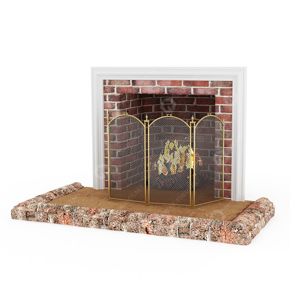 Holzkamin Made of Old Stone and Brick 3D-Modell